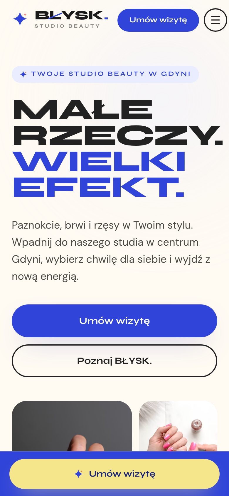 Strona demo (wersja mobilna) — BŁYSK. Studio Beauty