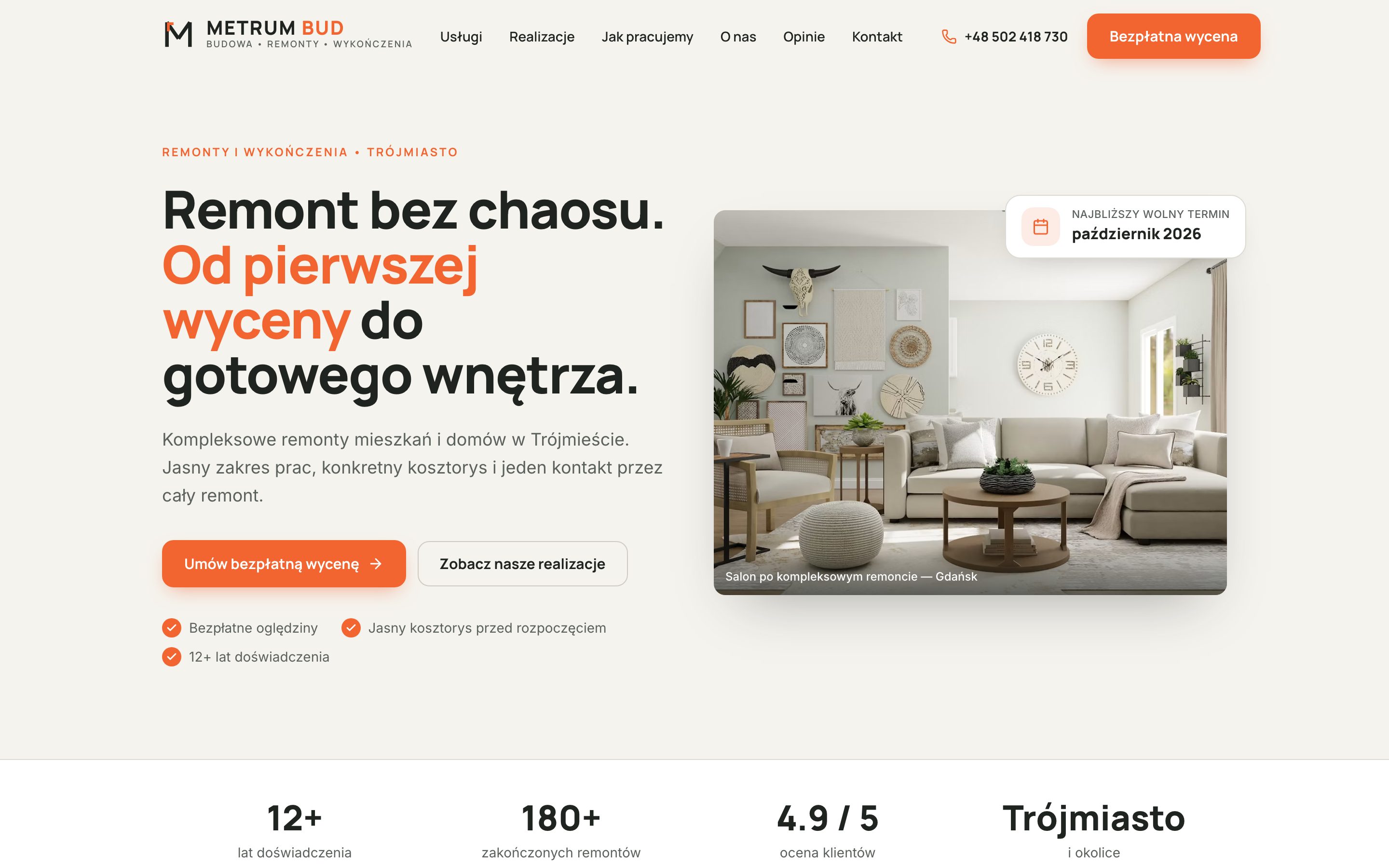 Strona demo (wersja na komputer) — Metrum Bud