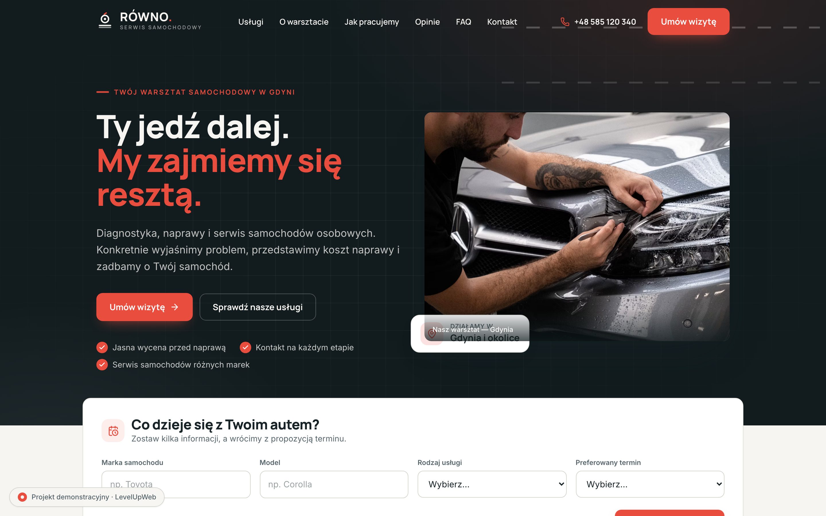 Strona demo (wersja na komputer) — RÓWNO. Serwis auto