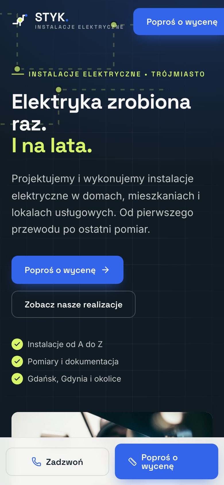 Strona demo (wersja mobilna) — STYK. Instalacje